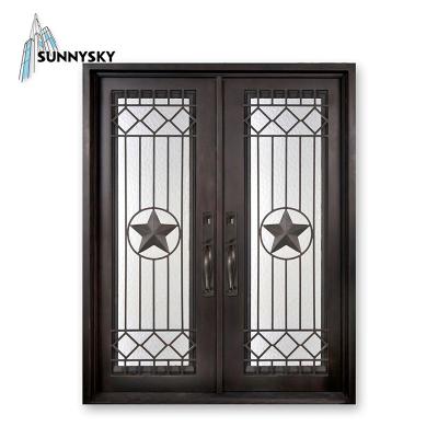 China 2021 hot selling anti-theft wrought iron extrior french doors for sale