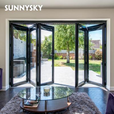 China Sound Insulation Insulated Folding Glass Terrace Door For Nigeria for sale