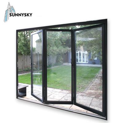 China Sound insulation and waterproof aluminum interior glass folding door with LOWE glass for sale