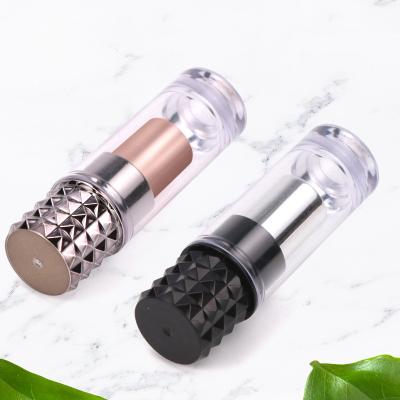 China LOW MOQ new empty tube container packing diamond material lattice lipstick high quality round cosmetic lipstick flat lipstick tube for sale