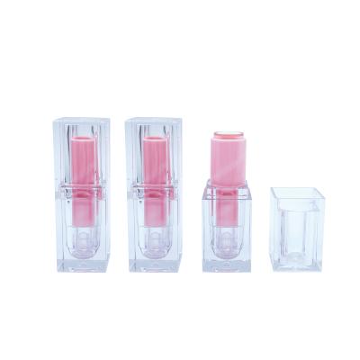 China Wholesale high quality lip balm transparent square pink tube lipstick container lipstick smudge container empty tube for sale