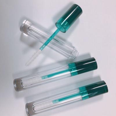 China Private Green Transparent 7ml Round Lip Gloss Hot Selling Cosmetic Tube With Magic Wand for sale