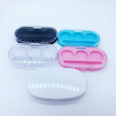 China Recyclable Wholesale Cosmetics Packaging Empty Plastic Three-color Eyeshadow Box Transparent Eyeshadow Palette Packaging Box for sale