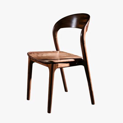 China Modern Simple Solid Wood Dining Chair North American Office Back Chair Environmental Protection Chair Black Walnut for sale