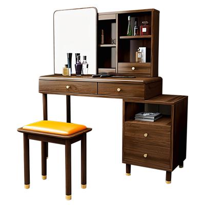 China Large Storage Space Chinese Style Dressing Table Solid Wood Dressing Table With Mirror And Stool for sale