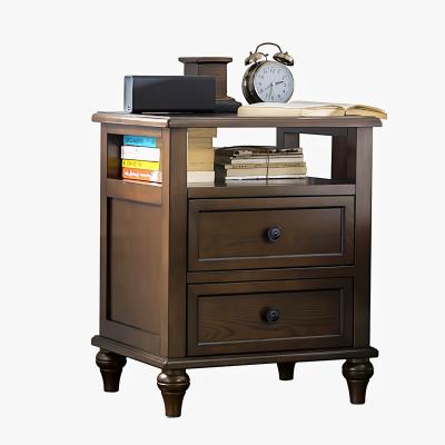 China Environmental protection solid wood bedside table with drawers nightstands for sale