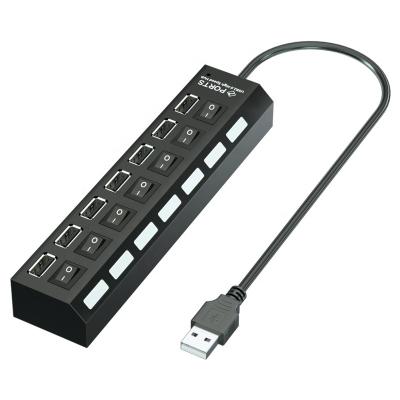 China 2.0 Hub Adapter 7 Port Hub High Speed ​​Multi Left On/Off Switch Portable USB Splitter USB Splitter for Computer Laptop for sale