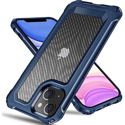 China Carbon Fiber Back TPU Shockproof Hard Mobile Soft Frame Waterproof Pad Fingerprint Water Scratch Proof For iPhone 13 Phone Case for sale