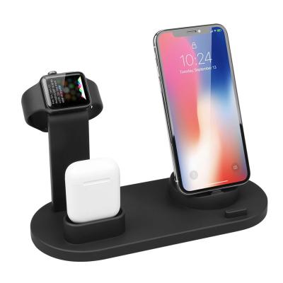 China Hot Selling Cell Phone Qi 3 in 1 Fast Wireless Charger Stand Cell Phone Stand Smart Watch Wireless Charing Charging Case for iphone 12 for sale