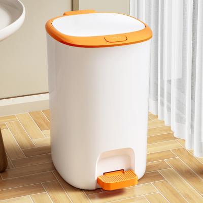 China Sustainable Nordic trash can household bathroom trash basket kitchen press trash can toilet plastic paper basket with lid for sale