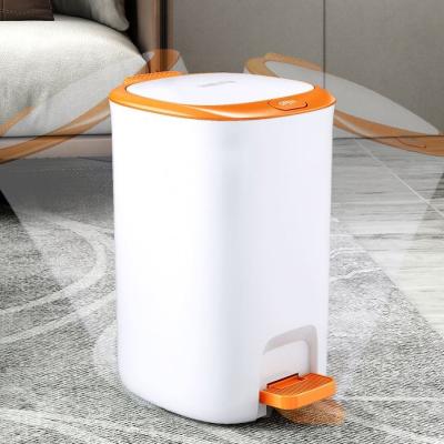 China Sustainable wholesale plastic open top white and gold dustbins big circular kitchen bin trash cans for sale