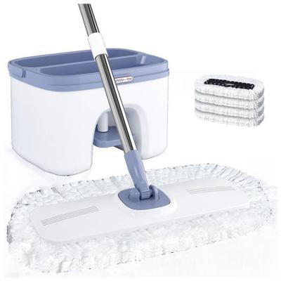 China Sustainable Magic Washing Mop Hand Free Squeeze Mop Microfiber Flat Mop With Bucket for sale