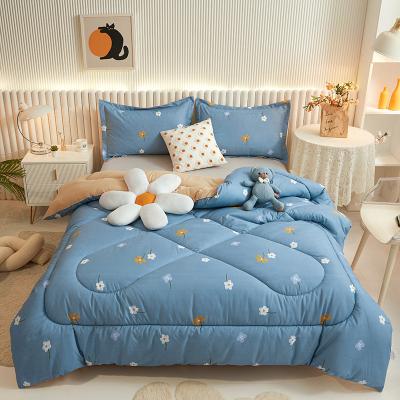 China Duck Feather Quilt Duvet Single Design Spring And Autumn Silk Quilt Double Cotton Bedding Viable Printed Flat Concise Feather for sale