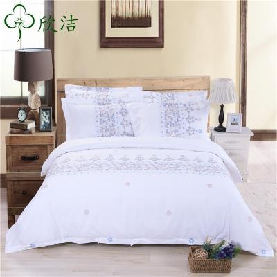 China Simple hotel flower style linen bed and accomodation bedding four piece set sheet comforter cover pillow case custom size four piece set for sale