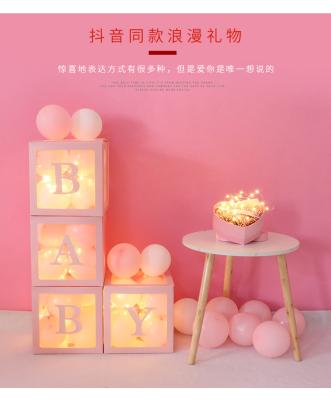 China Party Decoration Baby Shower Boxes 4 Pcs Transparent Balloons Boxes With Letters BABY Blocks Design For Boys Girl Gender Reveal Bridal Showers for sale