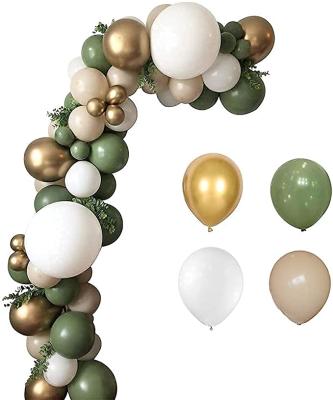 China Retro Kit 79PCS Olive Green Peach White Gold Sage Green Balloon Garland Arch Balloon Kits for Forest Safari Jungle Tropical Theme Deco for sale