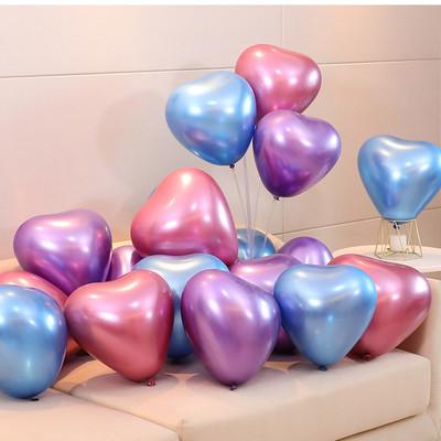 China Wholesale 10 Inch Heart Metallic Latex Party Wedding Decoration Balloons 50 Pcs/Heart Chrome Balloon Wedding Party Thick Bag For Party Decoration for sale