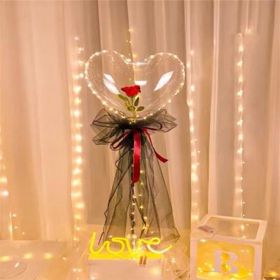 China Valentine's Day/Wedding Decoration Glow Party Wholesale Bouquet Balloons Bobo Manufacturer Valentines Day Heart LED Rose Bobo Balloon for sale