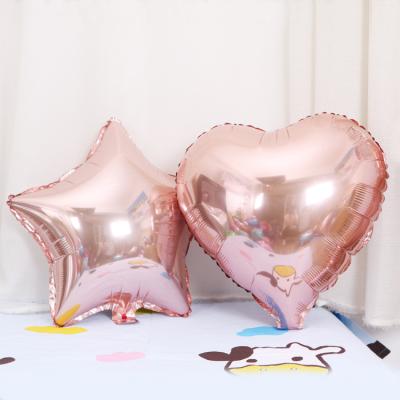 China Rose Gold Heart Star Balloons Foil Balloon Foil Mylar Love Balloons 18 Inch For Wedding Party Balloons Birthday Engagement Anniversary for sale