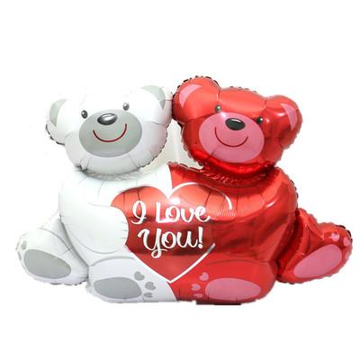 China Wholesale Teddy Bear Foil Balloons Hugging Bear Helium Balloon Valentines Day Foil I Love You Balloon Valentine's Day Supplies for sale