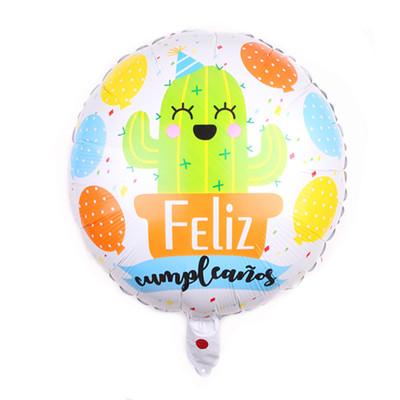 China Birthday Party Decoration Spanish Number Foil Balloon Air Floating Ball 18 Inch Round Cactus Foil Balloon for sale