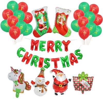 China Christmas Balloon Set Christmas Party Decorations, EXV 23 Pcs Christmas Supplies with Banner, Large Santa Claus, Latex Printed Balloon for sale