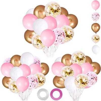 China Love 62Pcs Rose Gold Confetti Latex Balloons Kit 12 Inch White Gold Rose Gold Helium Balloons Party Supplies for sale