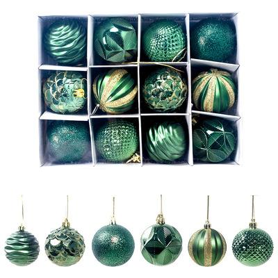 China Wholesale Luxury Christmas Ball PVC Ball Custom New Year Christmas Ornaments Tree Festival Decoration 12 pcs/set for sale