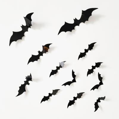 China 3d 12PCS Halloween 3D Bats Wall Decoration 2021 Upgraded Realistic Scary PVC Bat Black/Red Wall Sticker For Party Home Decoration for sale