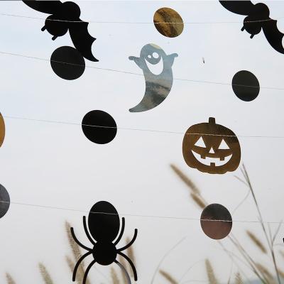 China Wholesale Hanging Garland Party Decorations Paper Halloween Pumpkin Ghost Spider Pumpkin Bat Crow Banner Halloween Hanging String Banner Backdrop Bunting for sale