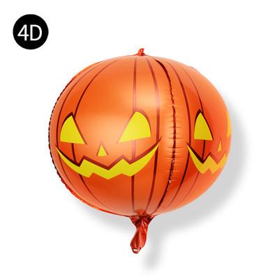 China New 22 inch 4d Foil Balloon Pumpkin 4D Balloon Round Halloween Party Horror Decoration Foil Pumpkin Balloon For Party Deco for sale