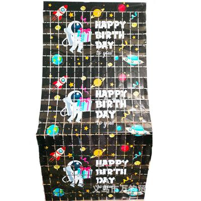 China Hot Sale 1*2m Fashion Happy Birthday Curtain Wall Decoration Party Background Aluminum Cartoon Space Luminous Square Curtain Large for sale