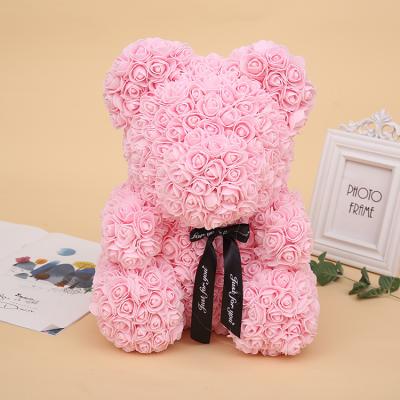 China Valentine's Day the Bear 40 cm from Rose Bear Cub Pink Artificial Rose Anniversary Christmas Valentines Gift for sale