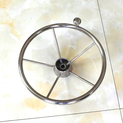 China Wholesale Marine Outfitting Stainless Steel Yacht Boat Marine Steering Wheel With Knob 5 Spoke for sale