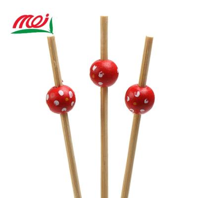 China Custom 5cm Natural Healthy Smooth Single Red Ball Colored Bamboo Stick Easily Cleaned With Bead for sale