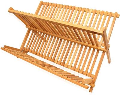 China Wholesale Kitchen Bamboo Dish Rack Kitchen Dish Drying Rack Standing Countertop Foldable Dish Rack for sale