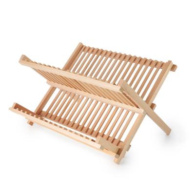 China Hot Selling Kitchenware Whetstone Bases Dish Drying Rack Pinewood Natural Color and Foldable Saving Space for sale