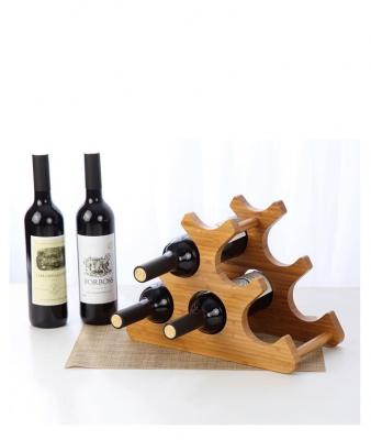 China Sustainable Bamboo Freestanding Wooden Bottle Holder Shelf Wine Rack for sale