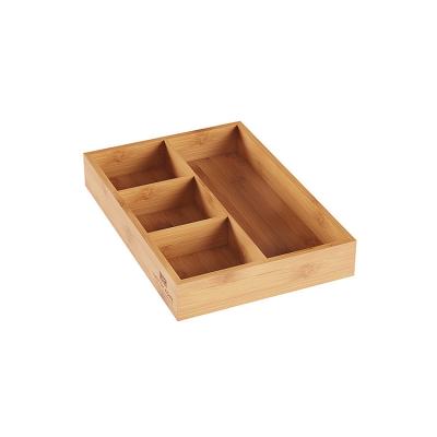 China BANBOO Hot Sale Eco-friendly Bamboo Desk Drawer Organizer Trays Kitchen Cutlery Storage Box for sale