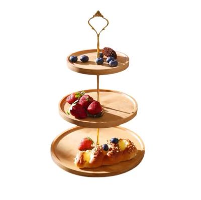 China BANBOO 3 Tier Bamboo Serving Rack, Tiered Farmhouse Tray Decor With Metal Brackets Kitchen for sale