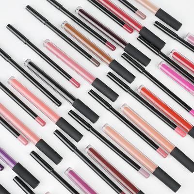 China Waterproof 21 colors private label lipstick lipliner set smoothing liquid and lipliner pencil lipstick lipliner for darkskin for sale