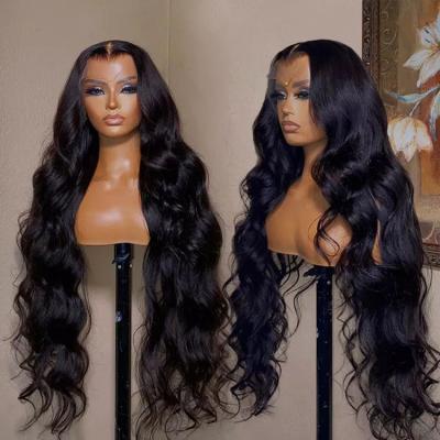 China Soft Smooth Thick Barely Shedding Wholesale Raw Virgin human hair body wave wig Brazilian Hair Hd Lace Frontal Wigs For Black Women for sale