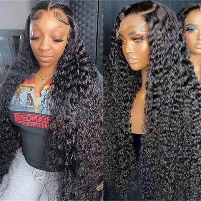 China Soft Smooth Thick Barely Shedding Wholesale Human Hair Wig Lace Front Deep Water Jerry Curly HD Lace Wigs Factory in China for sale