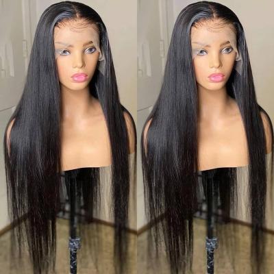 China Soft Smooth Thick Barely Shedding 13X6 Lace Full Frontal Double Drawn Ladies Loose Wave Bang Wig Human Hair for sale