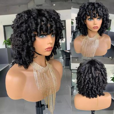 China Soft Smooth Thick Barely Shedding ransparent12A HD Headband Short 100%8inch Pixie Cut Deep Wave Brazilian Full Lace Front Human Hair Wigs for sale