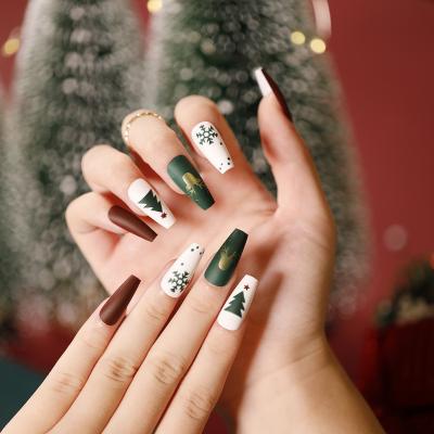 China Happy Christmas Popular DIY Nail Art Manicure Long Press On Nails Fake Nail In Artificial Nails For Christmas for sale