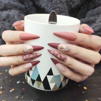 China DIY Nail Art Fashion False Press On Nails Hot Sale Attractive Artificial Nails With Diamond for sale