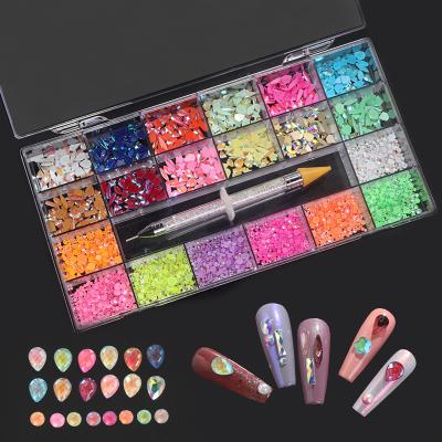 China Crystal Nails Art Rhinestone Designs 3d Shiny Nail Decorations Crystal Large Gold Shiny Nail Art Rhinestones Fancy 3d Crystal Rhinestone Set Kit For Decoration for sale