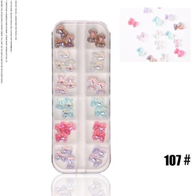 China Friendly Cute 3D Bear Butterfly Resin Charms Nail Art Decorations for sale