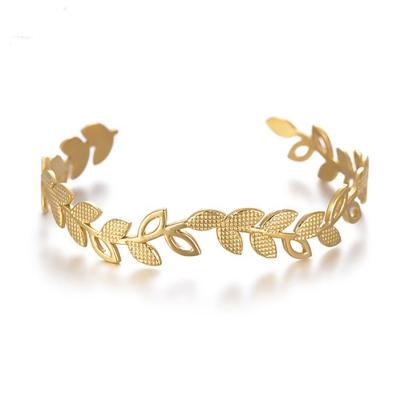 China BL001 Trendy Gold Cuban Link Chain Bracelet Leaf Style Metal Luxury Bracelets For Women for sale